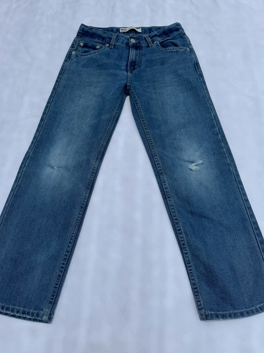 Levi's Kids Medium Blue Straight Jeans with Light Knee Distress